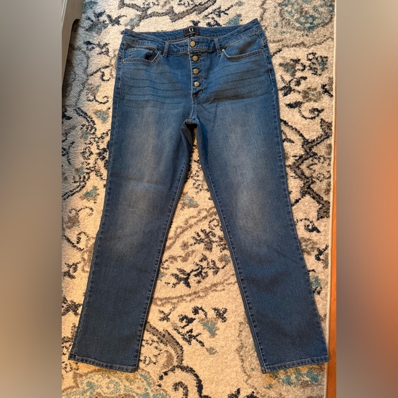 G by Giuliana High Rise Blue Jeans with Classic Fit Size 14 Button Fly - Picture 1 of 12